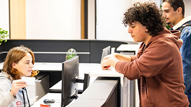 Students arriving on campus at main reception