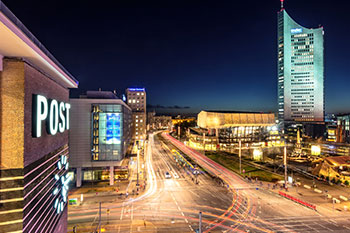 Leipzig city at night