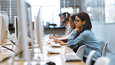 Female student working on computer