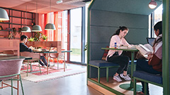 Students studying in the BaseCamp workspace