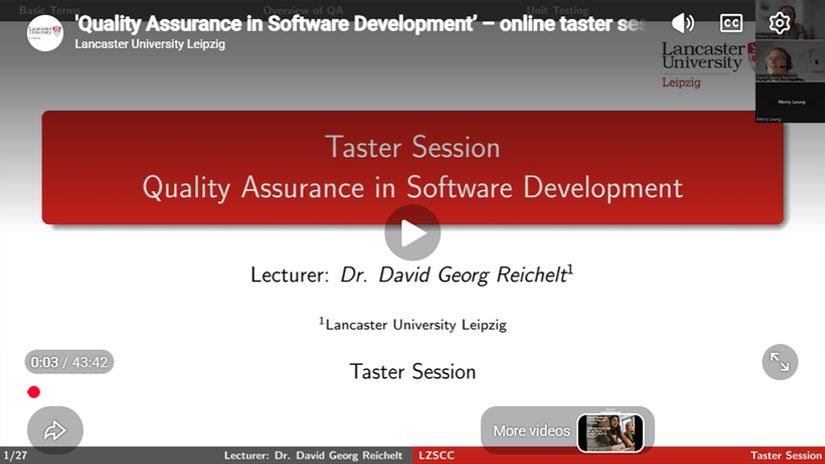 Play Video - 'Quality Assurance in Software Development’ – online taster session in Software Engineering