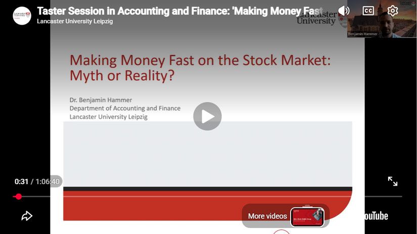 Play Video - Taster Session in Accounting and Finance: 'Making Money Fast on the Stock Market: Myth or Reality?'